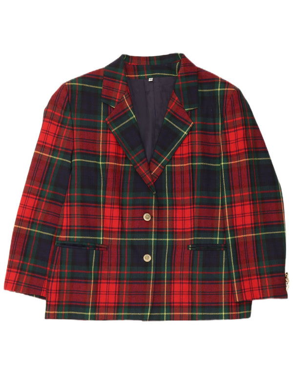 Vintage dame 2-knaps blazerjakke IT 48 XL flerfarvet plaid