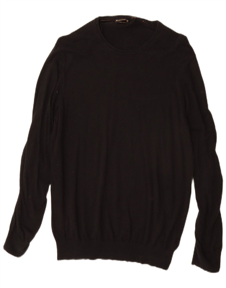 Massimo Dutti Herre Boat Neck Jumper Sweater Lille Sort Bomuld