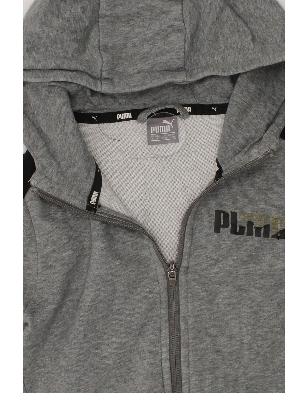 PUMA Boys Graphic Zip Hoodie Sweater 7-8 Years Grey Colourblock Vintage Puma and Second-Hand Puma from Messina Hembry 