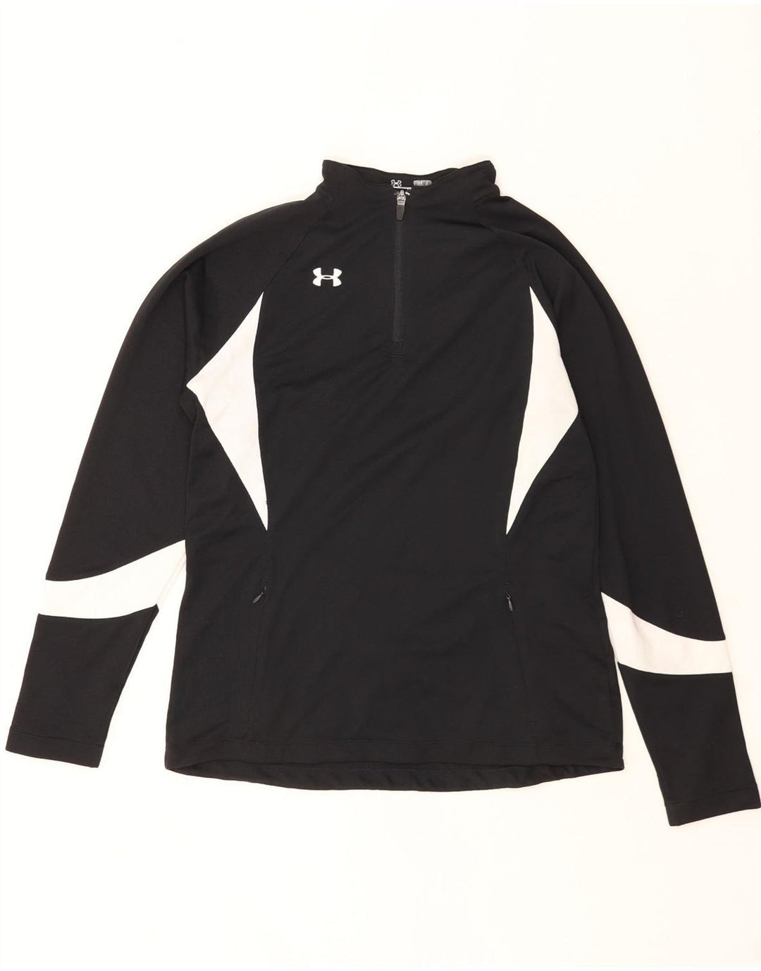 Under Armour Herre Zip Neck Pullover Træningsdragt Top Medium Sort Colourblock