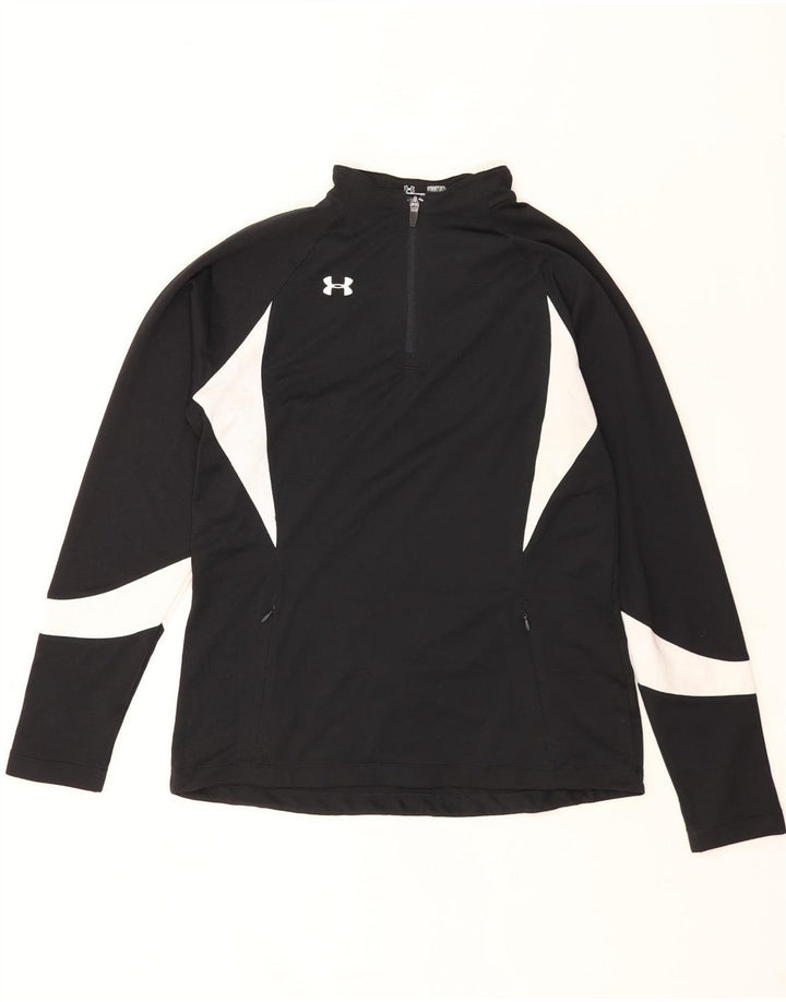 Under Armour Herre Zip Neck Pullover Træningsdragt Top Medium Sort Colourblock