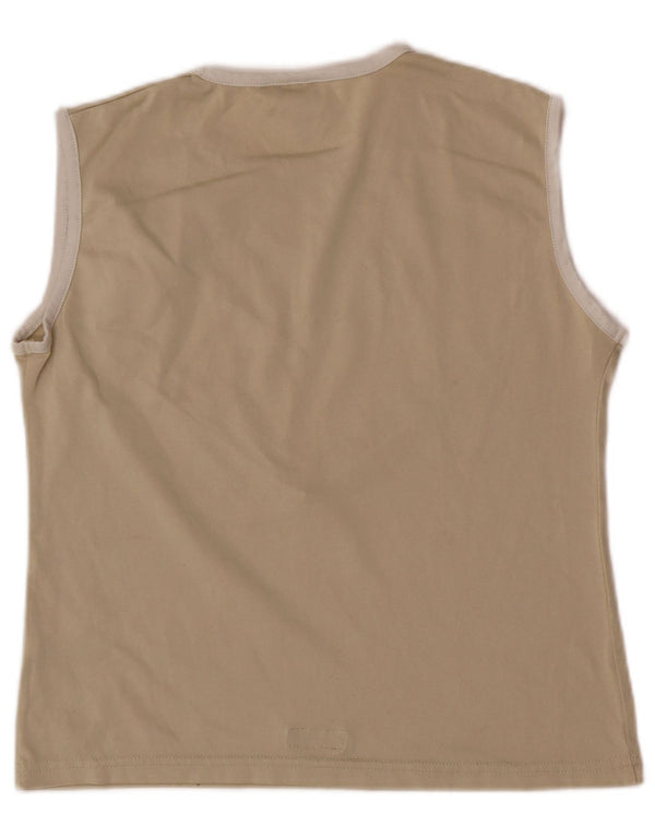 Puma Womens Sleeveless Vest Top UK 14 Large Beige Colourblock