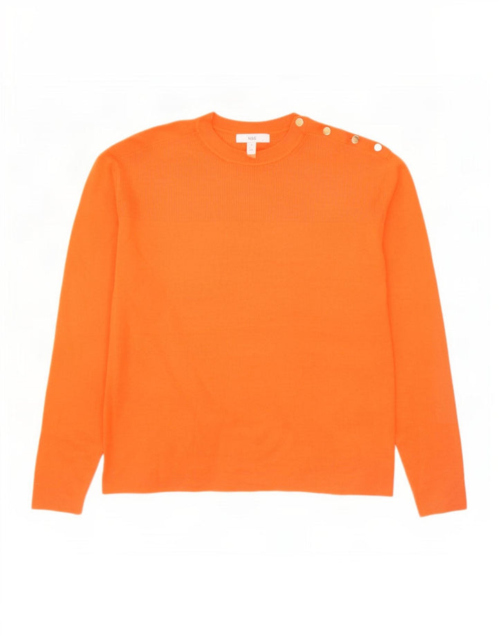 Marks & Spencer Dame Boat Neck Jumper Sweater UK 14 Medium Orange Viscose
