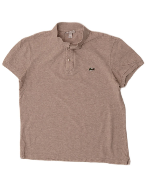 Lacoste Herre Slim Fit Polo Shirt Størrelse 5 Large Beige Bomuld