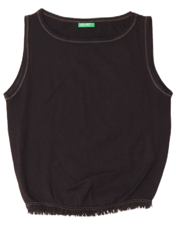 BENETTON Womens Crop Vest Top UK 12 Medium Sort Polyamid