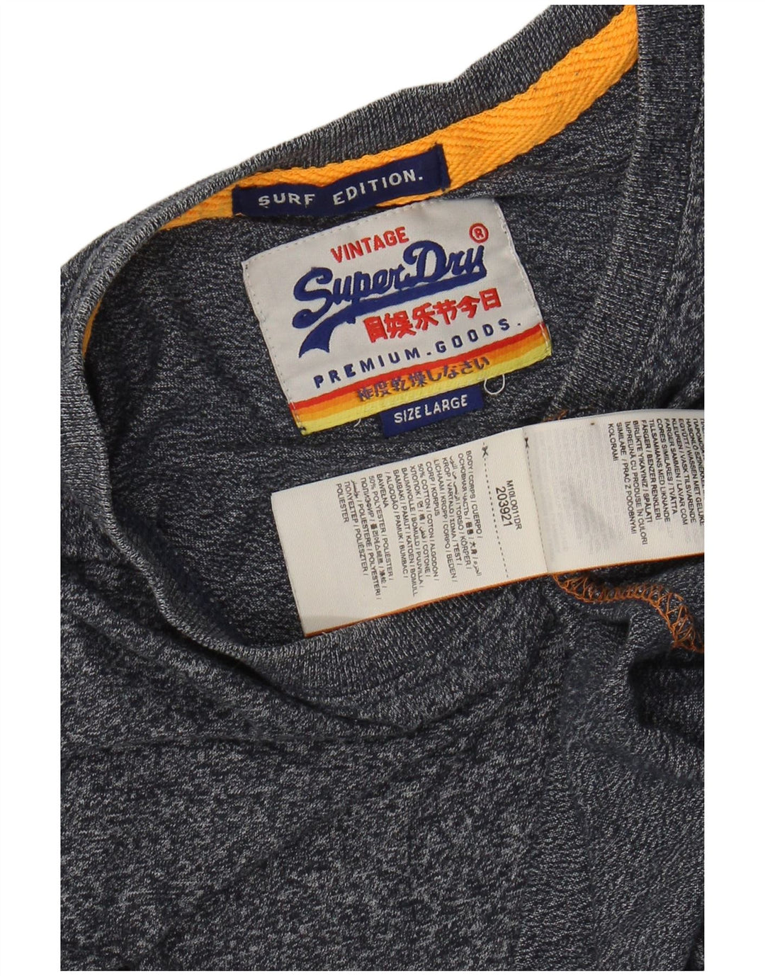 SUPERDRY T-shirt top til mænd Stor marineblå flækket bomuld