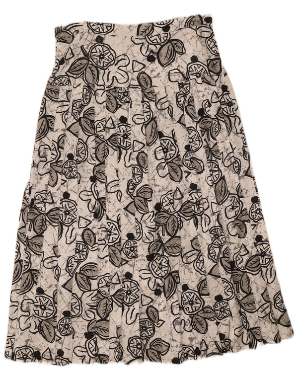 Vintage midi plisseret nederdel til kvinder W29 Medium White Floral
