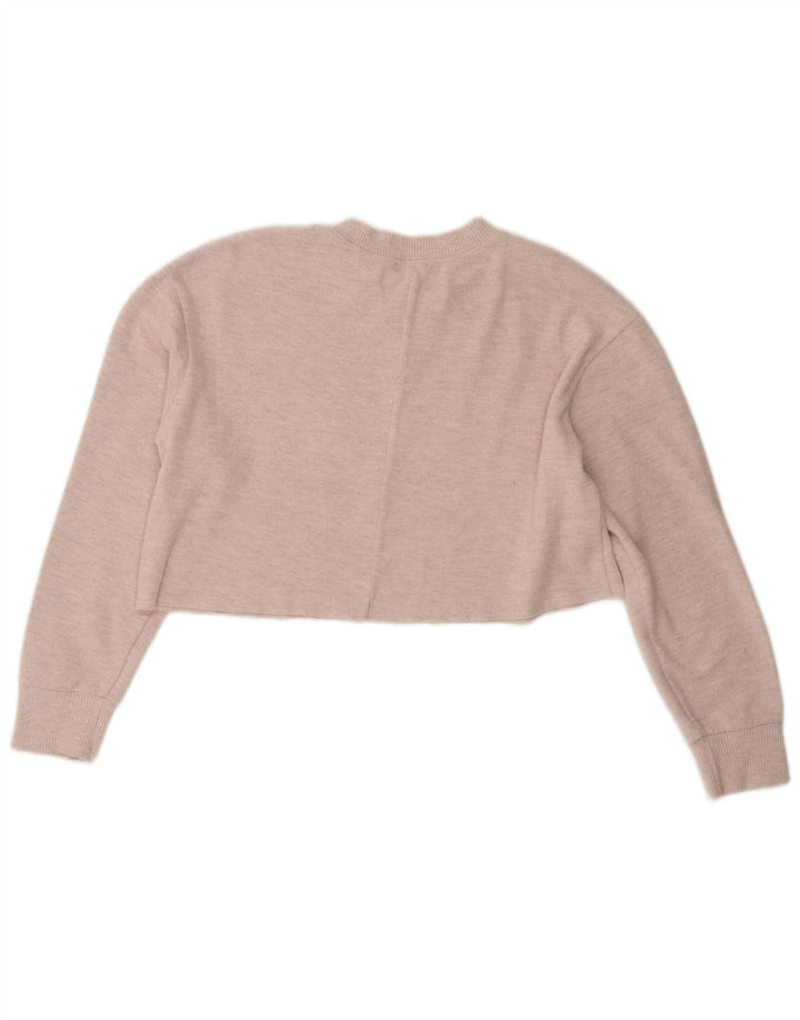 Zara Womens Crop Top Langærmet UK 14 Medium Beige Polyester