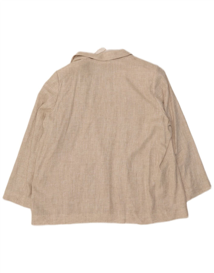 MARKS & SPENCER Dame Open Blazer Jacket UK 20 2XL Beige Linen
