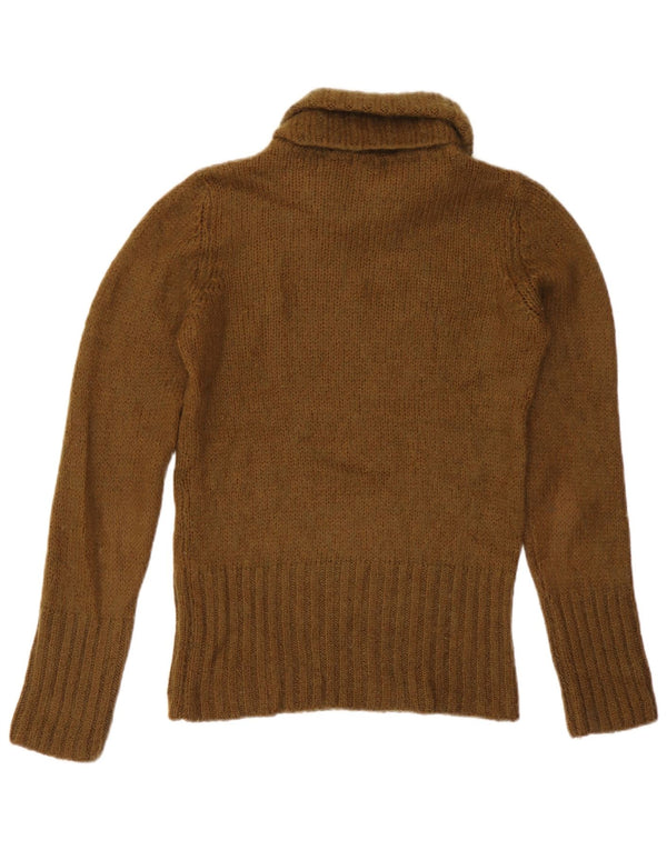 Massimo Dutti Dame Roll Neck Jumper Sweater UK 12 Medium Khaki Akryl