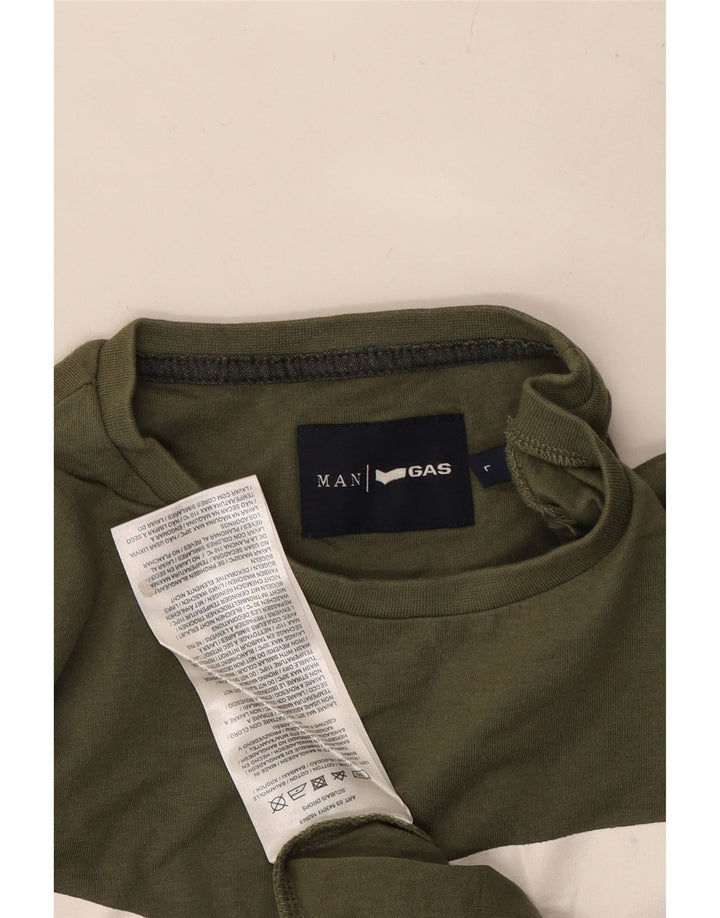 GAS Grafisk T-shirt top til mænd Stor Khaki Bomuld