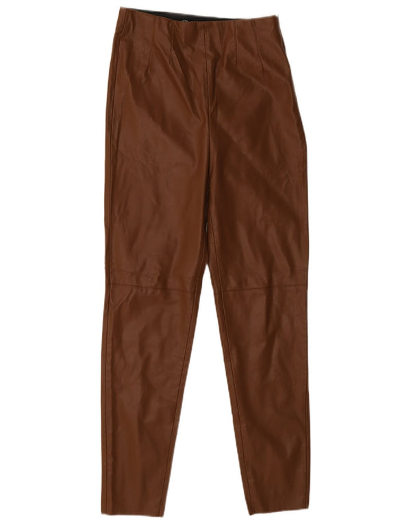 Zara Dame Skinny Kunstlæder Bukser Medium W28 L27 Brun Polyester