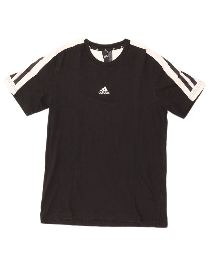 Adidas Herre T-Shirt Top Lille Sort Colourblock Bomuld