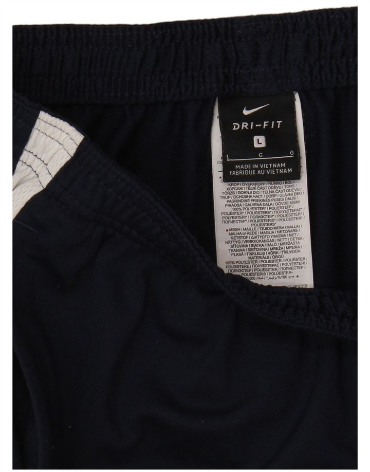 Nike Herre Dri Fit træningsdragt Bukser Large Navy Blue Colourblock Polyester