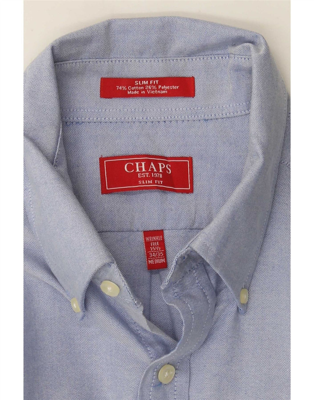 Chaps Herre Slim Fit Skjorte Størrelse 15 1/2 Medium Blue Cotton