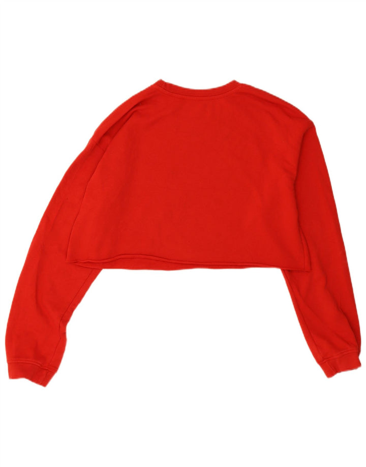 Zara Womens Graphic Crop Sweatshirt Jumper UK 14 Medium Red Bomuld