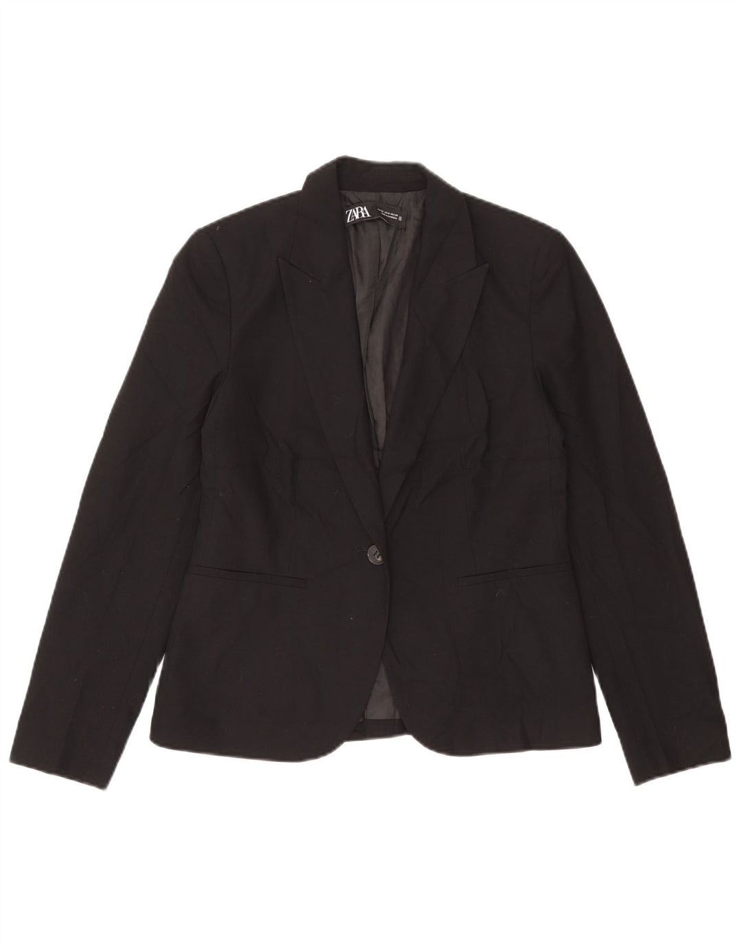 Zara Dame 1-knaps blazerjakke EU 38 Lille sort polyester
