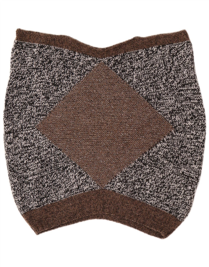 Vintage Kvinders Kortærmet Button Neck Jumper Sweater UK 14 Medium Grey