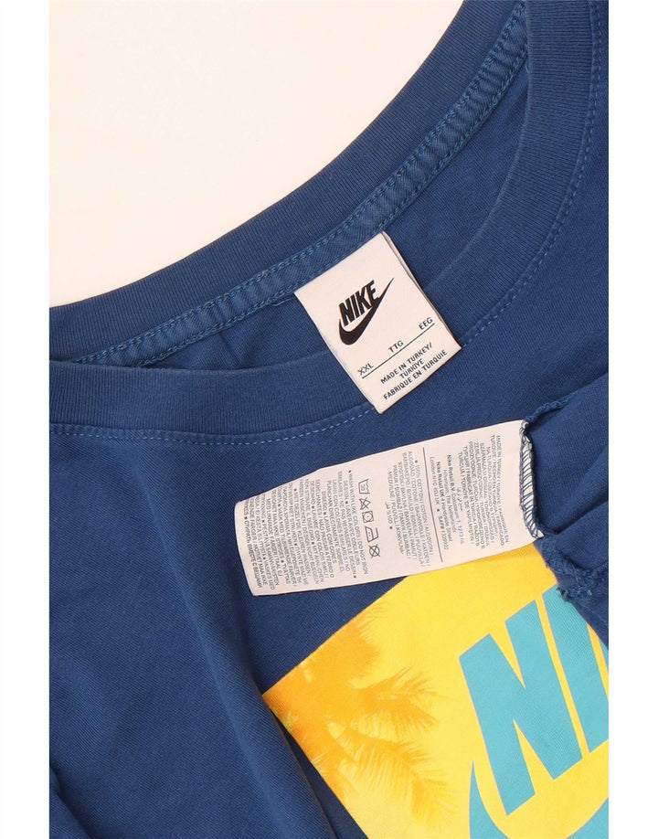 Nike grafisk T-shirt top til mænd 2XL blå bomuld