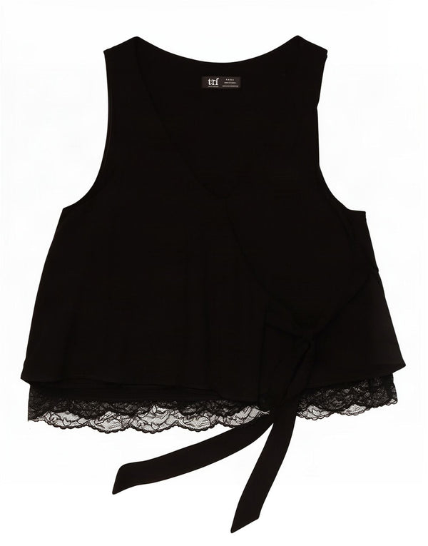 Zara Dame Trafaluc ærmeløs bluse Top UK 12 Medium Black Floral