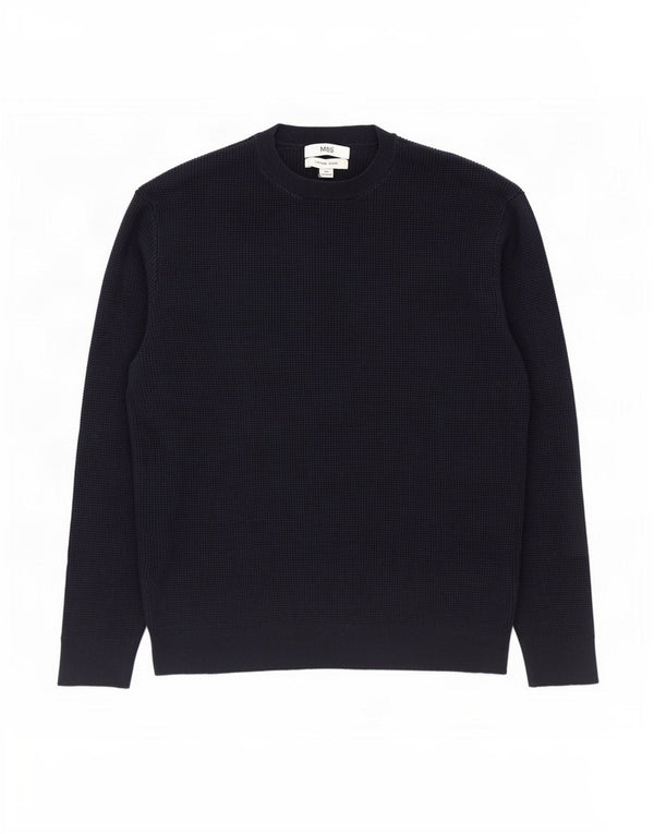 Marks & Spencer Herre sweater med rund hals 2XL marineblå bomuld