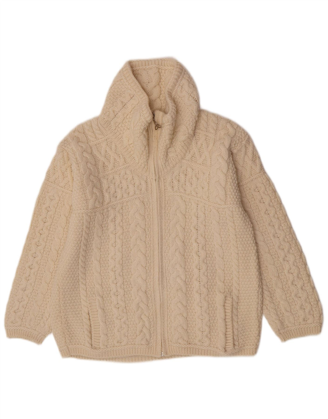 Aran Crafts Dame Cardigan Sweater med fuld lynlås UK 16 Large Off White
