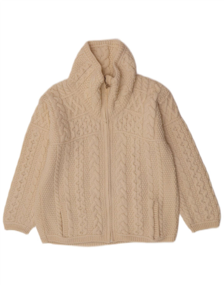 Aran Crafts Dame Cardigan Sweater med fuld lynlås UK 16 Large Off White