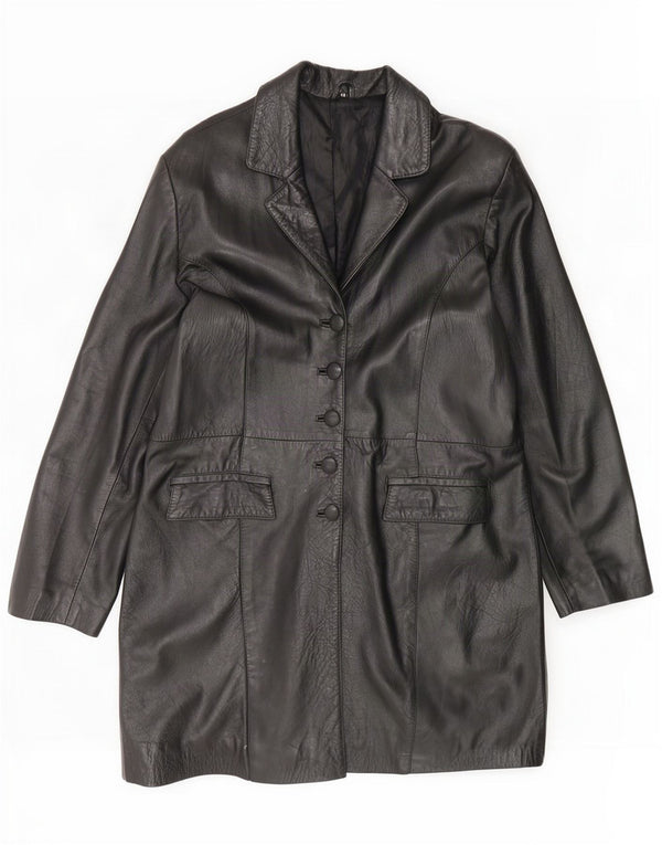 Vintage oversized læderfrakke til kvinder IT 44 Medium Sort