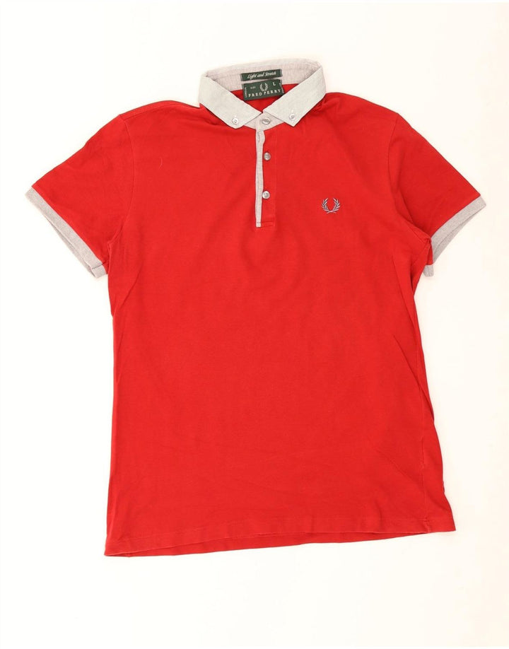 Fred Perry Herre Rugby Polo Shirt Stor rød bomuld