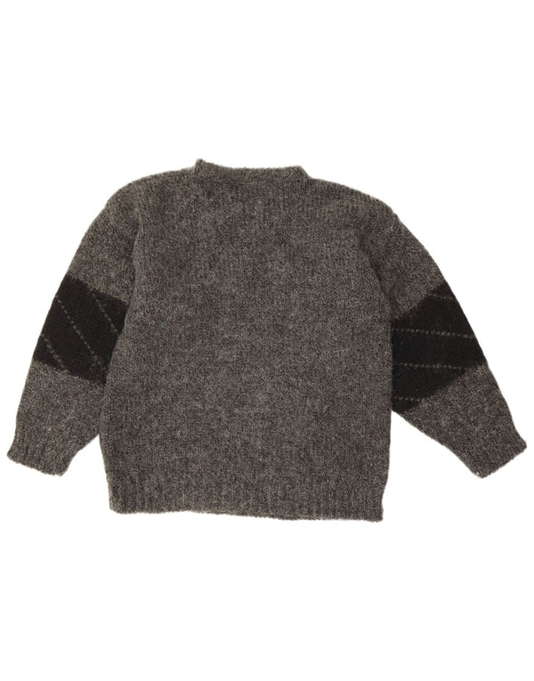 Vintage Dame Crew Neck Jumper Sweater UK 10 Small Grey Floral