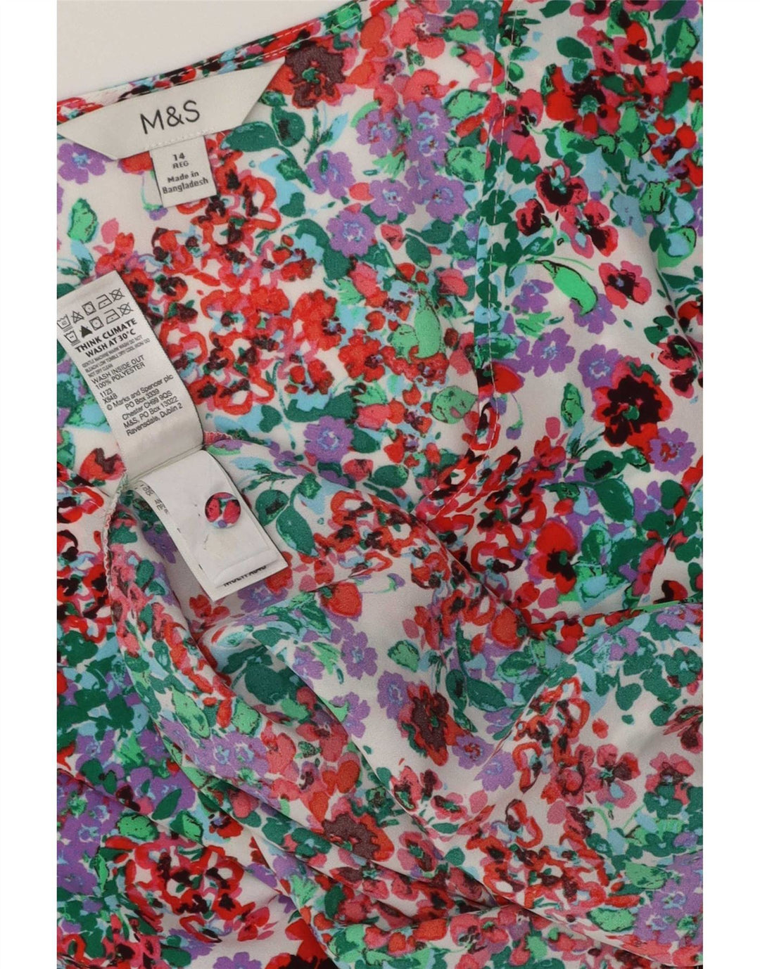 Marks & Spencer skjortebluse til kvinder UK 14 Stor flerfarvet blomster