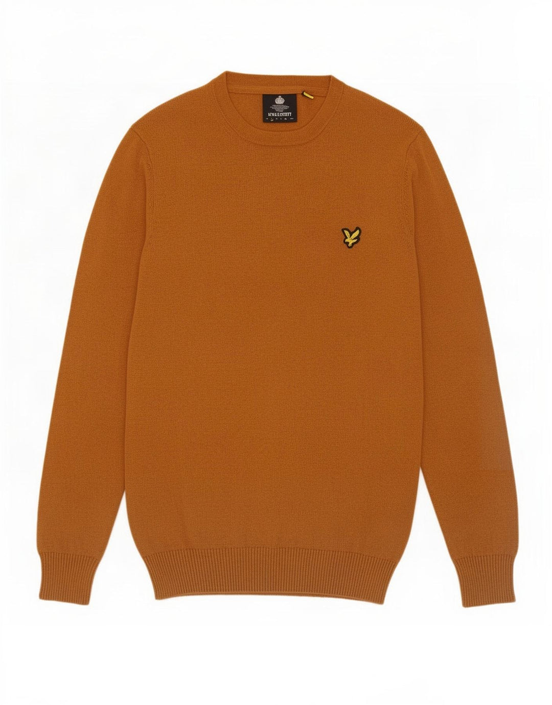 Lyle & Scott Herre sweater med rund hals, lille brun bomuld