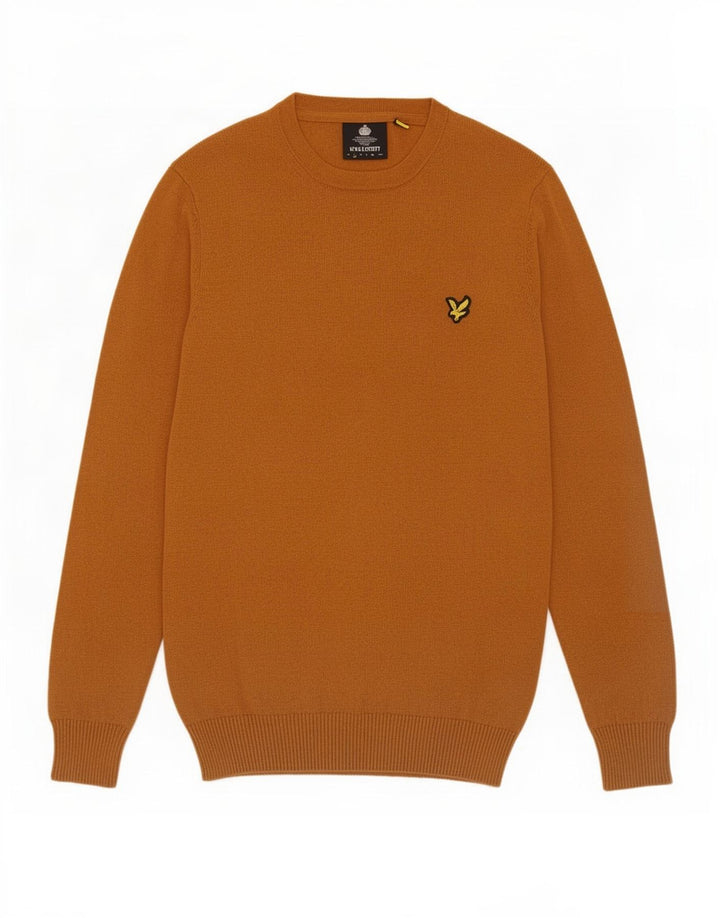 Lyle & Scott Herre sweater med rund hals, lille brun bomuld