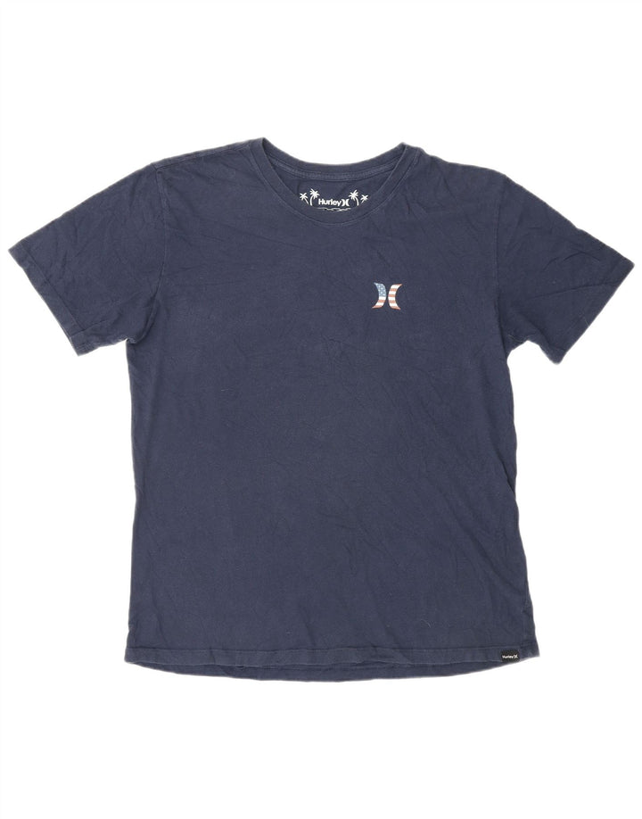 HURLEY Herre grafisk T-shirt Top Medium Marineblå Bomuld