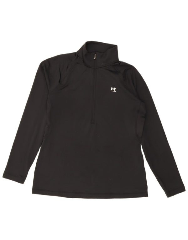 Under Armour Womens Cold Gear Zip Neck Top Langærmet UK 14 Large Black