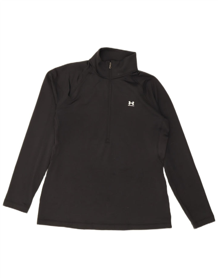 Under Armour Womens Cold Gear Zip Neck Top Langærmet UK 14 Large Black