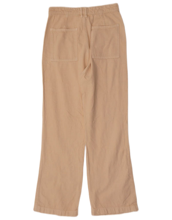 Zara Dame Højtaljede Loose Fit Bukser Small W26 L29 Beige