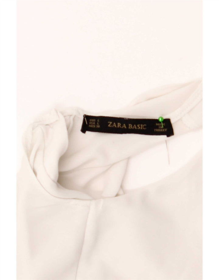 Zara Dame ærmeløs bluse Top UK 16 Large White