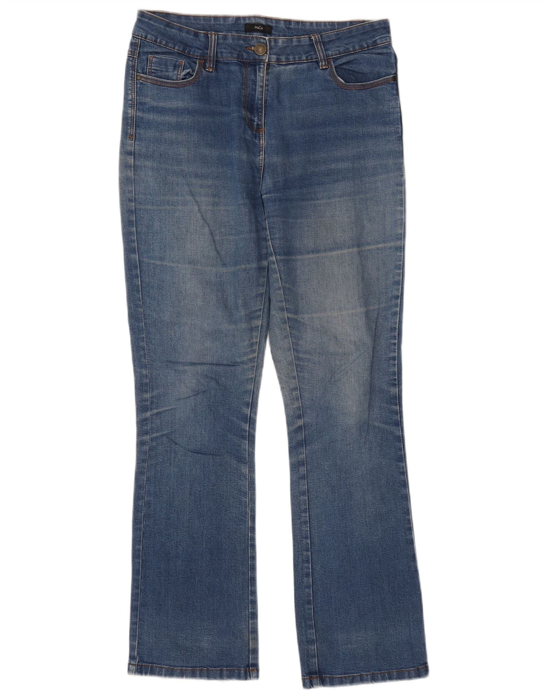 M&Co Dame Bootcut Jeans UK 10 Small W32 L31 Blue Cotton