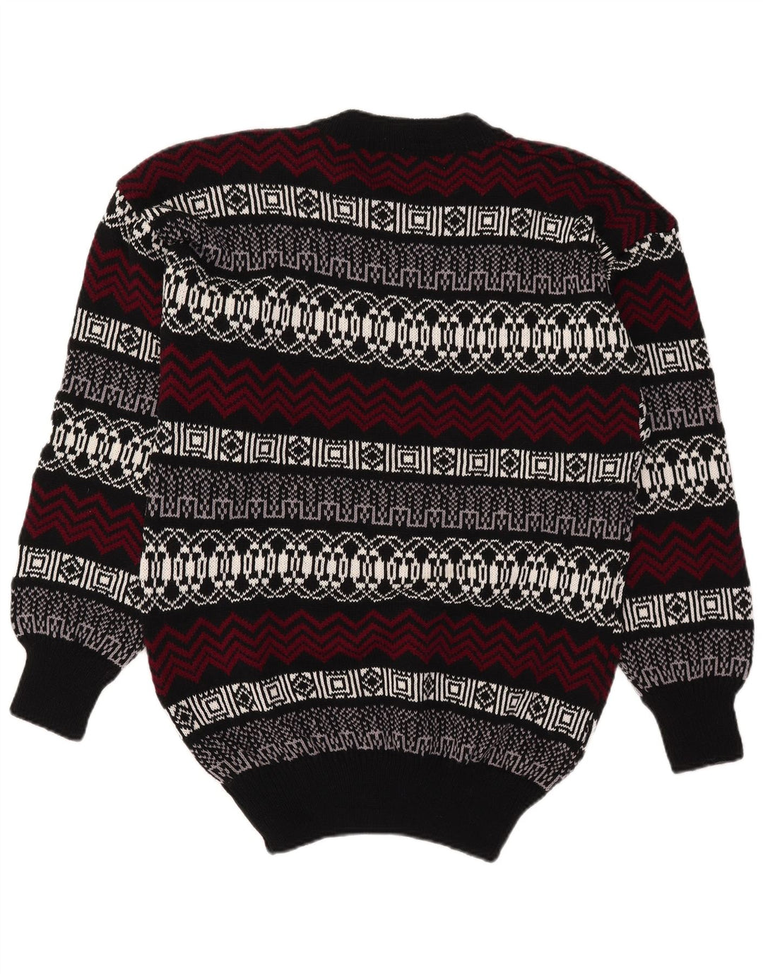 Vintage herre rund hals sweater stor flerfarvet Fair Isle akryl