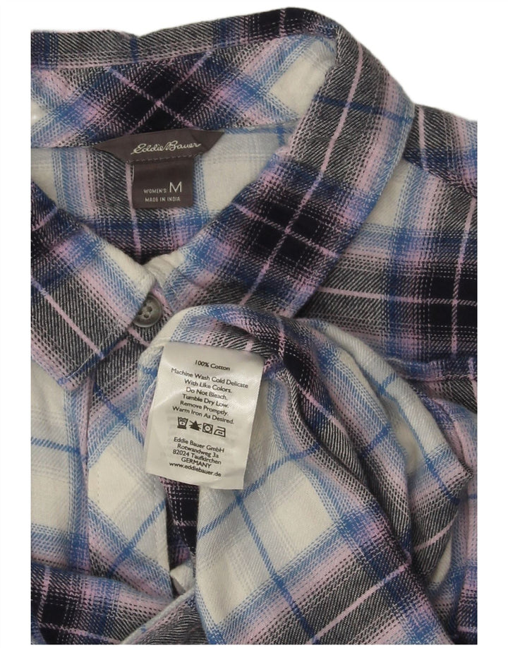 Eddie Bauer Dame Flanelskjorte UK 14 Medium Lilla Plaid Bomuld