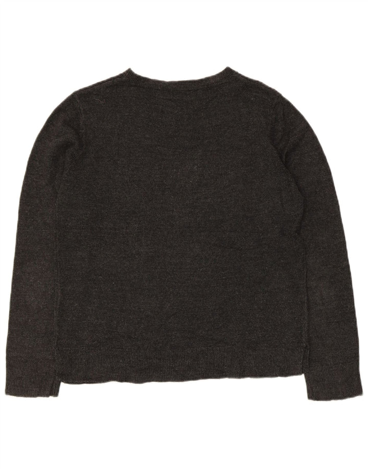 Marks & Spencer Dame Boat Neck Jumper Sweater UK 12 Medium Grå Akryl
