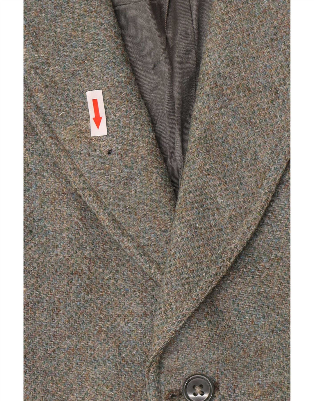 Harris Tweed Dame Military 2 Button Blazer Jacket UK 8 Small Khaki Wool
