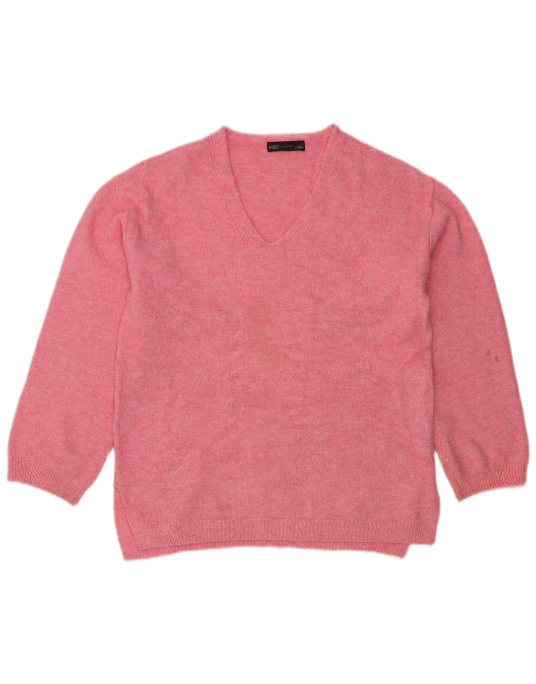 Marks & Spencer Dame V-hals sweater UK 10 Small Pink Flecked