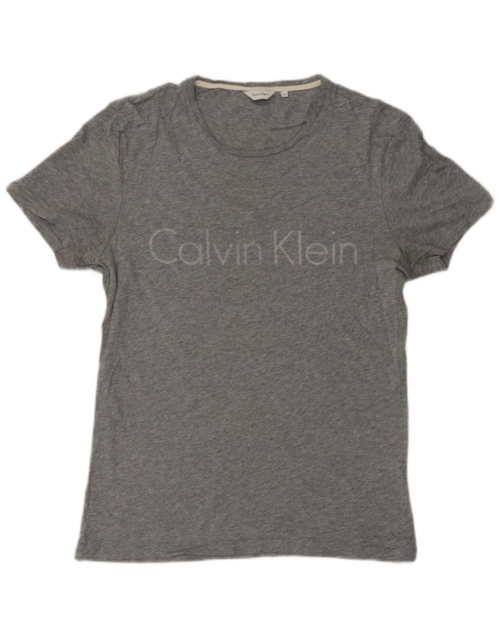 CALVIN KLEIN Herre grafisk T-shirt Top Medium Grey Flecked Bomuld