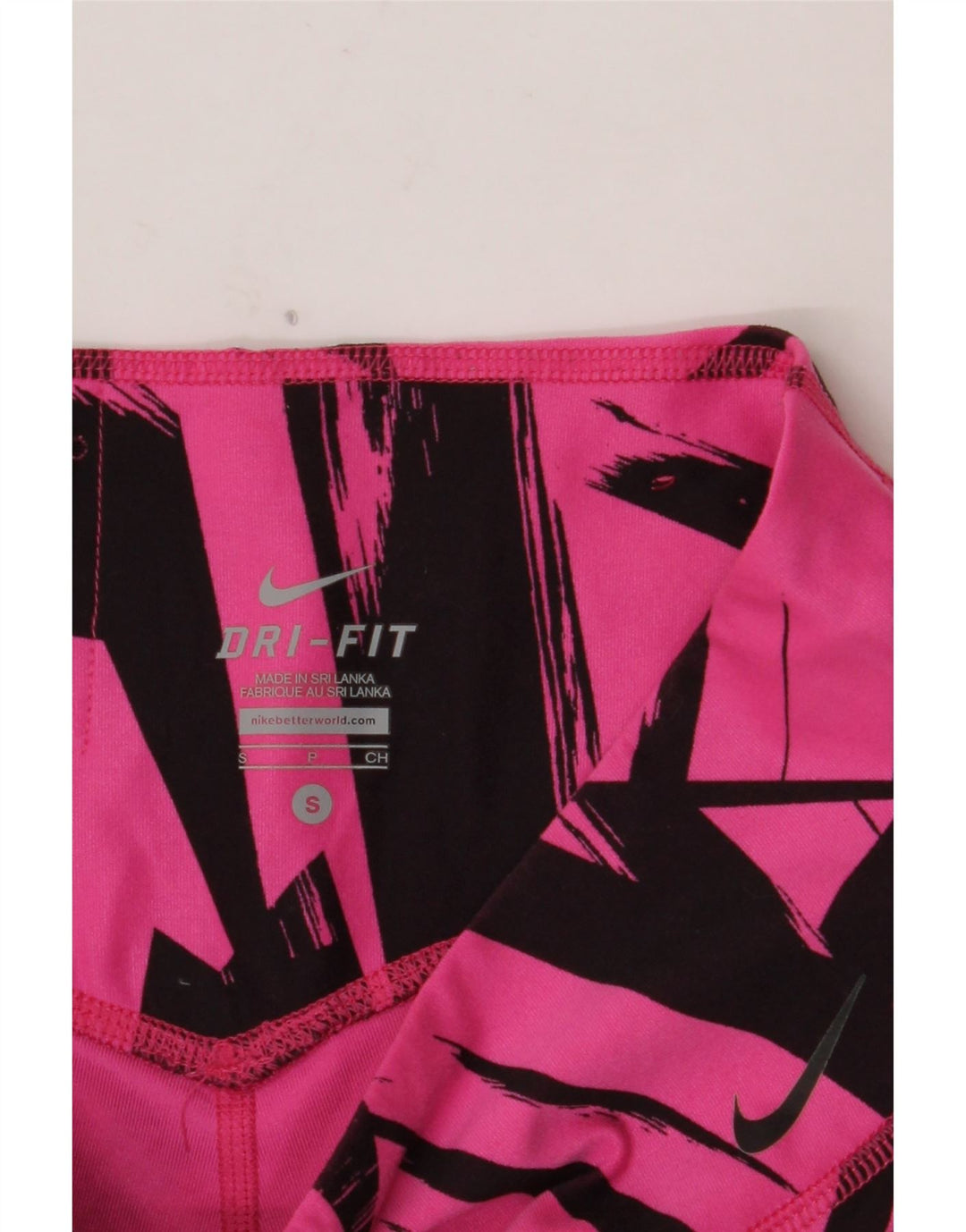 NIKE Dame Dri Fit Leggings UK 10 Lille Pink Geometrisk Polyester