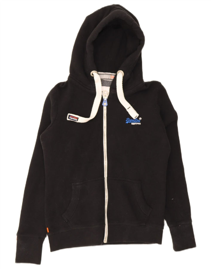 Superdry hættetrøje til kvinder med lynlås UK 14 Medium Sort bomuld
