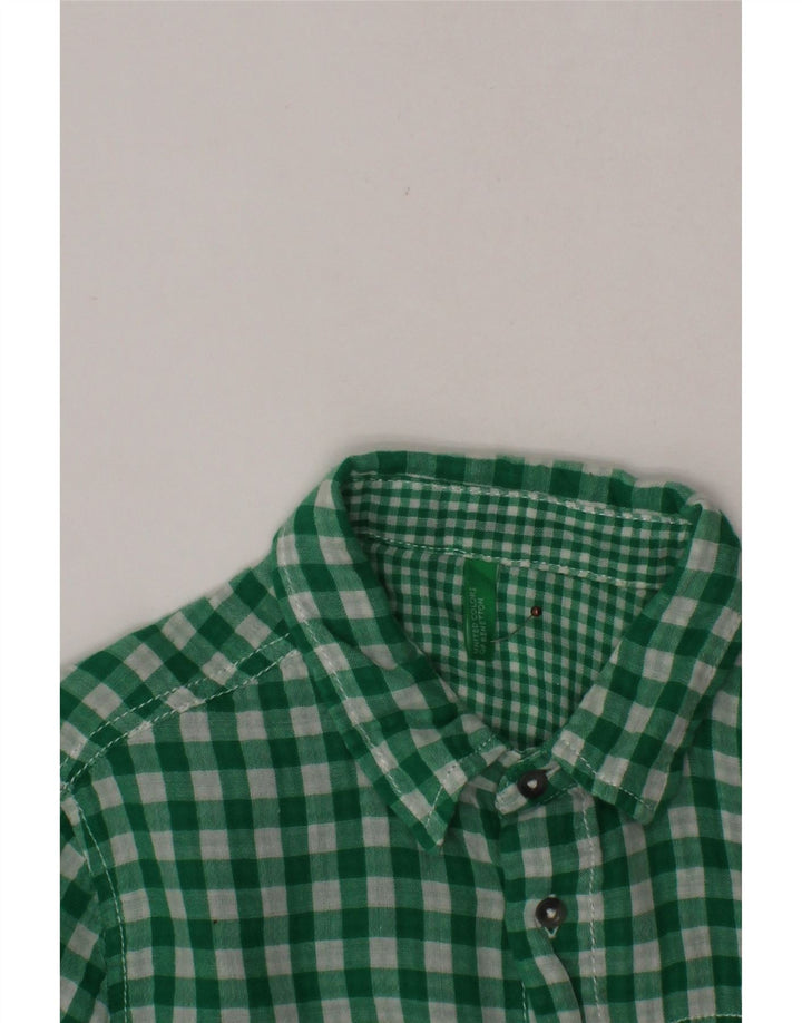 BENETTON kortærmet skjorte til drenge 10-11 år Grøn Gingham
