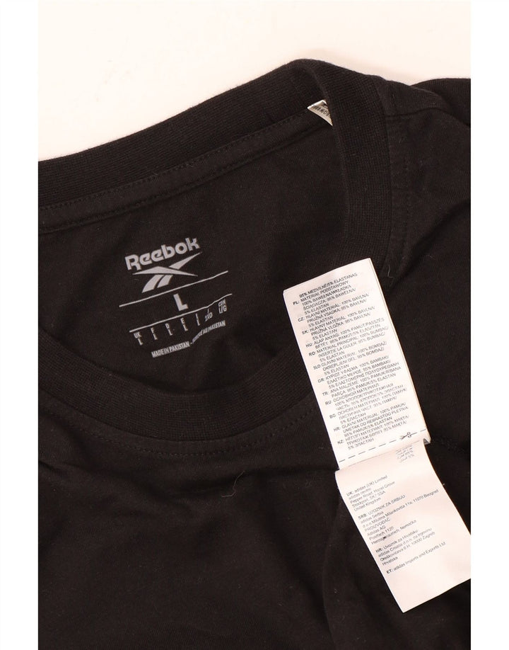 REEBOK Herre T-Shirt Top Stor Sort Bomuld