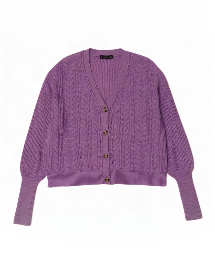 Marks & Spencer Womens Crop Cardigan Sweater UK 14 Medium Purple Viscose